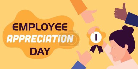 Téléchargez les illustrations : Bannière festive pour la journée d'appréciation des employés avec une femme d'affaires prospère - en licence libre de droit