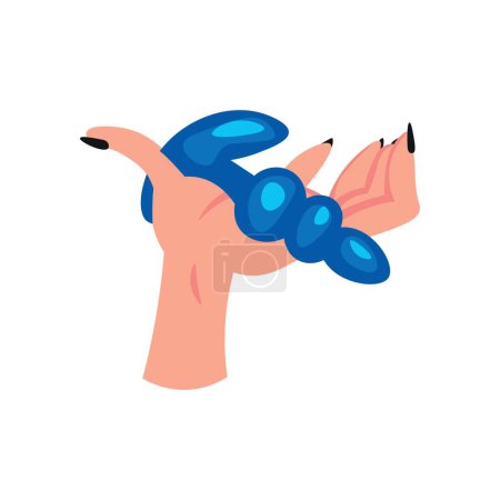 Hand holding anal sex toy on white background