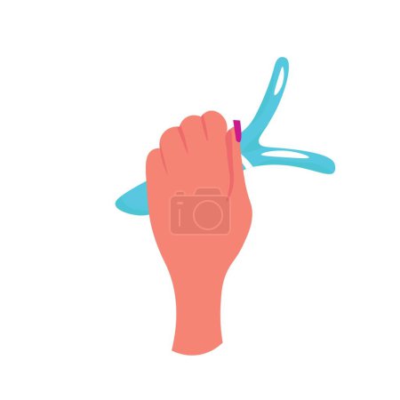 Hand holding sex toy on white background