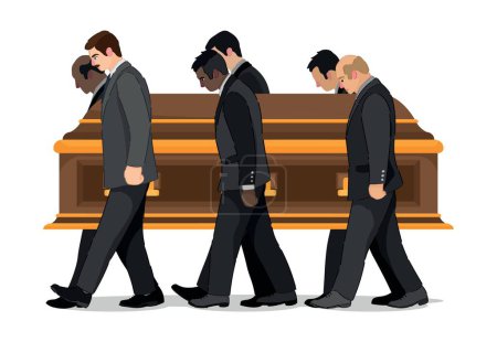 Téléchargez les illustrations : Les hommes portent cercueil avec corps aux funérailles - en licence libre de droit