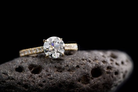 Photo for Engagement ring with round cut diamond - Royalty Free Image