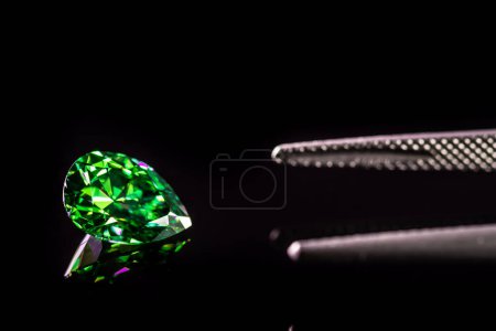 Photo for Pear Cut Green Gemstone - Royalty Free Image