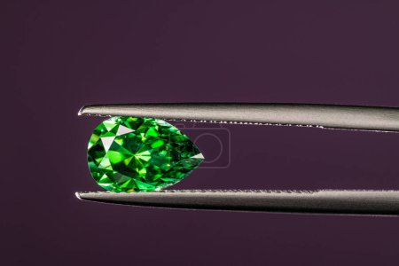 Photo for Pear cut green precious gemstone - Royalty Free Image