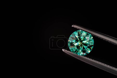 Photo for Precious Green Gemstone on Black Background - Royalty Free Image