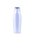 Blue Plastic Shampoo Lotion Bottle on White Background. Cosmetic Package Mockup