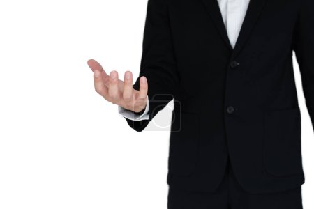 Photo for Businees man with hand action isolate on white - Royalty Free Image