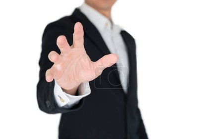 Photo for Businees man with hand action isolate on white - Royalty Free Image