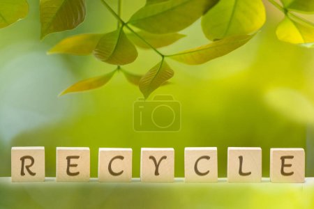 Téléchargez les photos : Eco Energy saving concept texte sur boîte en bois avec vert BG - en image libre de droit