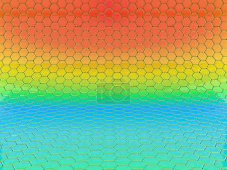 Téléchargez les photos : Colorful rainbow hexagonal curved background - en image libre de droit