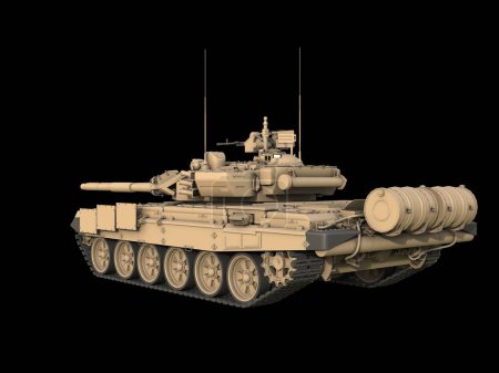 Téléchargez les photos : Modern military tank in desert beige color - back view - en image libre de droit