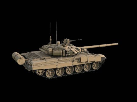 Téléchargez les photos : Modern military tank in desert beige color - rear view on black background - en image libre de droit