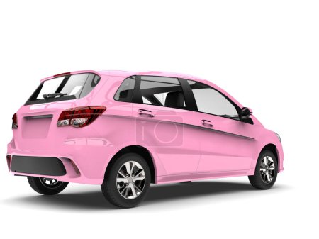 Téléchargez les photos : Modern small compact cars in fabulous pink color - back view - en image libre de droit