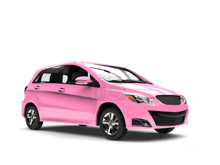 Foto de Modern small compact cars in fabulous pink color - Imagen libre de derechos
