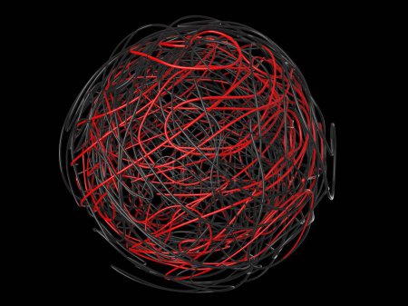Photo for Red and black tangled wires in a ball - Royalty Free Image