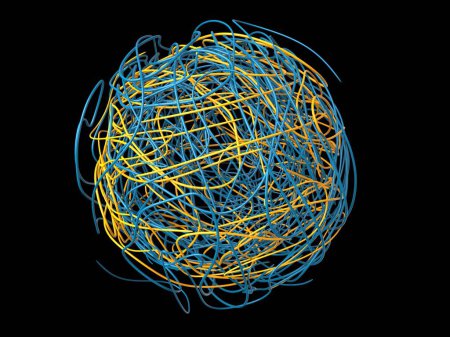 Photo for Blue and yellow tangled wires in a ball - Royalty Free Image