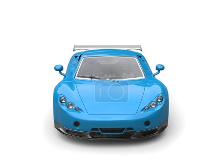 Téléchargez les photos : Super voiture de luxe moderne bleu clair - vue de face - en image libre de droit