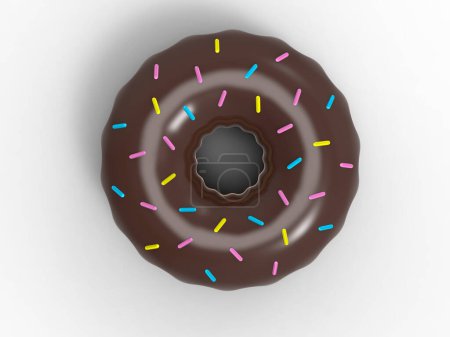 Photo for Chocolate donut with colorful sprinkles on top - top down view - Royalty Free Image