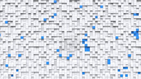 Photo for Abstract bright white background made out of cubes with blue cubes standing out - Royalty Free Image