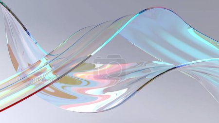 Foto de Hermosas formas de flujo de onda de vidrio sedoso abstracto sobre fondo brillante - Imagen libre de derechos