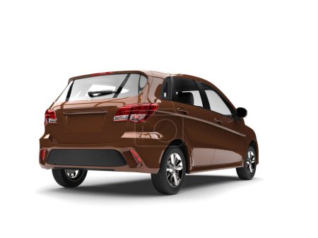 Téléchargez les photos : Petite voiture compacte moderne brun clair - vue du côté arrière - en image libre de droit