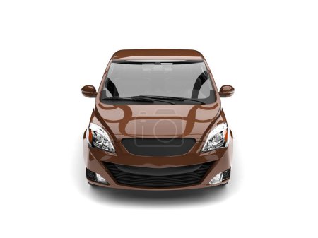 Téléchargez les photos : Petite voiture compacte moderne brun clair - vue de face - en image libre de droit
