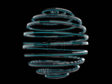 Téléchargez les photos : Lignes et formes abstraites de flux lumineux formant une sphère - en image libre de droit
