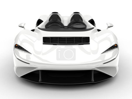 Téléchargez les photos : Concept de luxe moderne blanc super voiture - convertible - vue de face gros plan - en image libre de droit