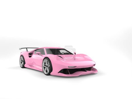 Téléchargez les photos : Jolie voiture de luxe moderne rose super sur fond blanc - en image libre de droit