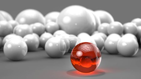 Téléchargez les photos : Boule de cristal rouge éclatante se démarque du bouquet de boules génériques blanches - en image libre de droit