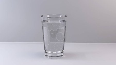Téléchargez les photos : Verre d'eau claire avec bulles sur fond clair - en image libre de droit