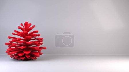 Photo for Bright red pinecone on bright studio background - background template - Royalty Free Image