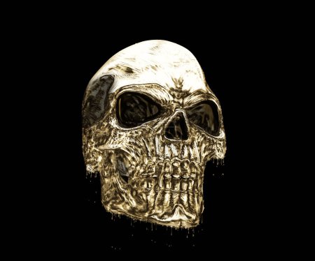 Photo for Vampire skull dipped and dripping gold - Royalty Free Image