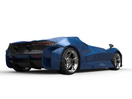 Téléchargez les photos : Super voiture cabriolet moderne bleu foncé métallique - plan arrière - en image libre de droit