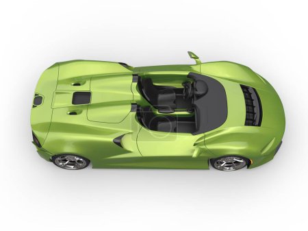 Téléchargez les photos : Vert métallique moderne cabriolet super voiture - vue du haut vers le bas - en image libre de droit