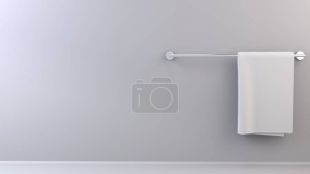 Téléchargez les photos : Serviette blanche simple sur support de serviette sur fond lumineux, gabarit graphique - positionnement côté droit - en image libre de droit