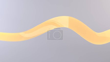 Téléchargez les photos : Ruban de verre courbé jaune brillant et doux sur fond gris doux - en image libre de droit