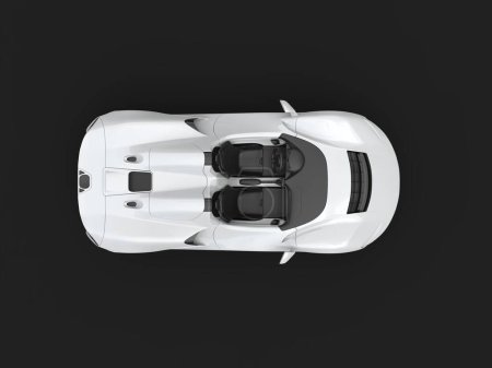 Foto de Pearl blanco moderno cabriolet super concept car - vista de arriba hacia abajo - aislado sobre fondo oscuro - Imagen libre de derechos