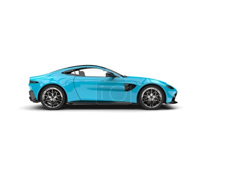 Téléchargez les photos : Nouvelle brillante voiture de course sportive moderne bleu vif - vue latérale - en image libre de droit