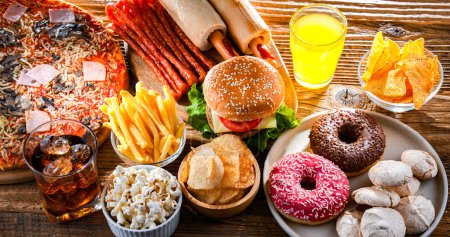Photo for Foods enhancing the risk of cancer. Junk food - Royalty Free Image