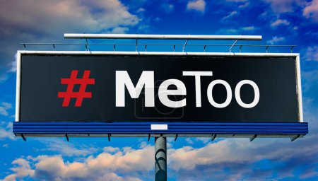 Téléchargez les photos : Advertisement billboard displaying the sign of MeToo movement. - en image libre de droit