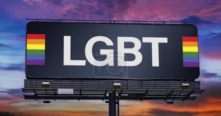Photo for Advertisement billboard displaying the sign of LGBT movement. - Royalty Free Image