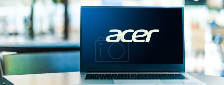 Photo for POZNAN, POL - SEP 23, 2020: Laptop computer displaying logo of Acer Inc, a Taiwanese multinational hardware and electronics corporation, specializing in advanced electronics technology - Royalty Free Image