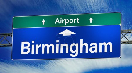 Photo for Road sign indicating direction to the city of Birmingham. - Royalty Free Image