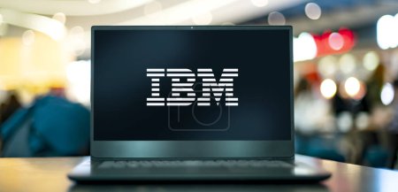 Photo for POZNAN, POL - APR 7, 2022: Laptop computer displaying logo of IBM, an American cloud platform and cognitive solutions multinational technology and consulting company headquartered in Armonk, NY - Royalty Free Image