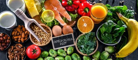 Produits alimentaires recommandés pour l'ostéoporose et les os sains.