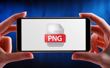 Foto de Un smartphone que muestra el icono del archivo PNG - Imagen libre de derechos