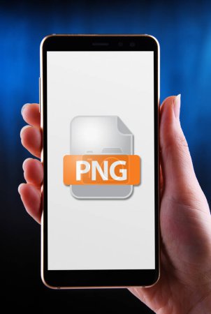 Foto de Un smartphone que muestra el icono del archivo PNG - Imagen libre de derechos