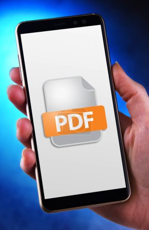 Ein Smartphone mit dem Symbol der PDF-Datei