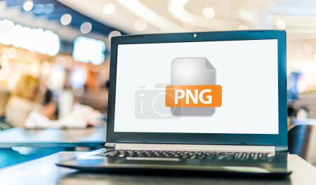 Foto de Ordenador portátil que muestra el icono del archivo PNG - Imagen libre de derechos