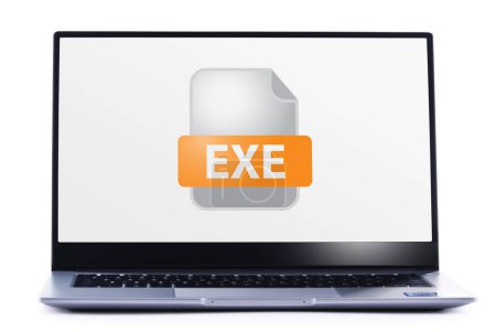 Photo for Laptop computer displaying the icon of EXE file - Royalty Free Image